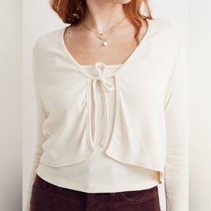 Madewell Brushed Rib Tie-Front Cardigan